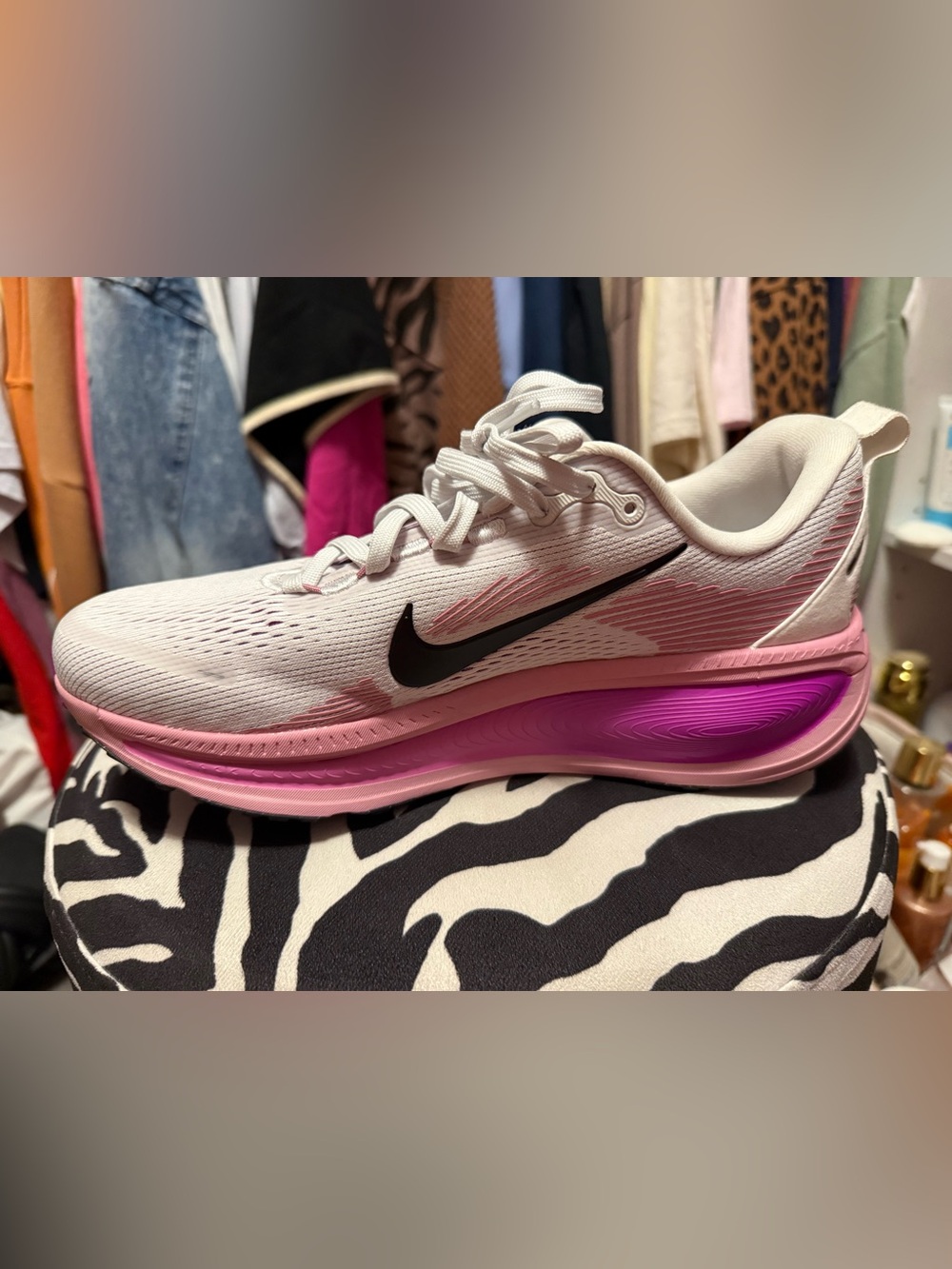 Nike Women’s Athletic Shoe - White with Pink and Magenta Accents
